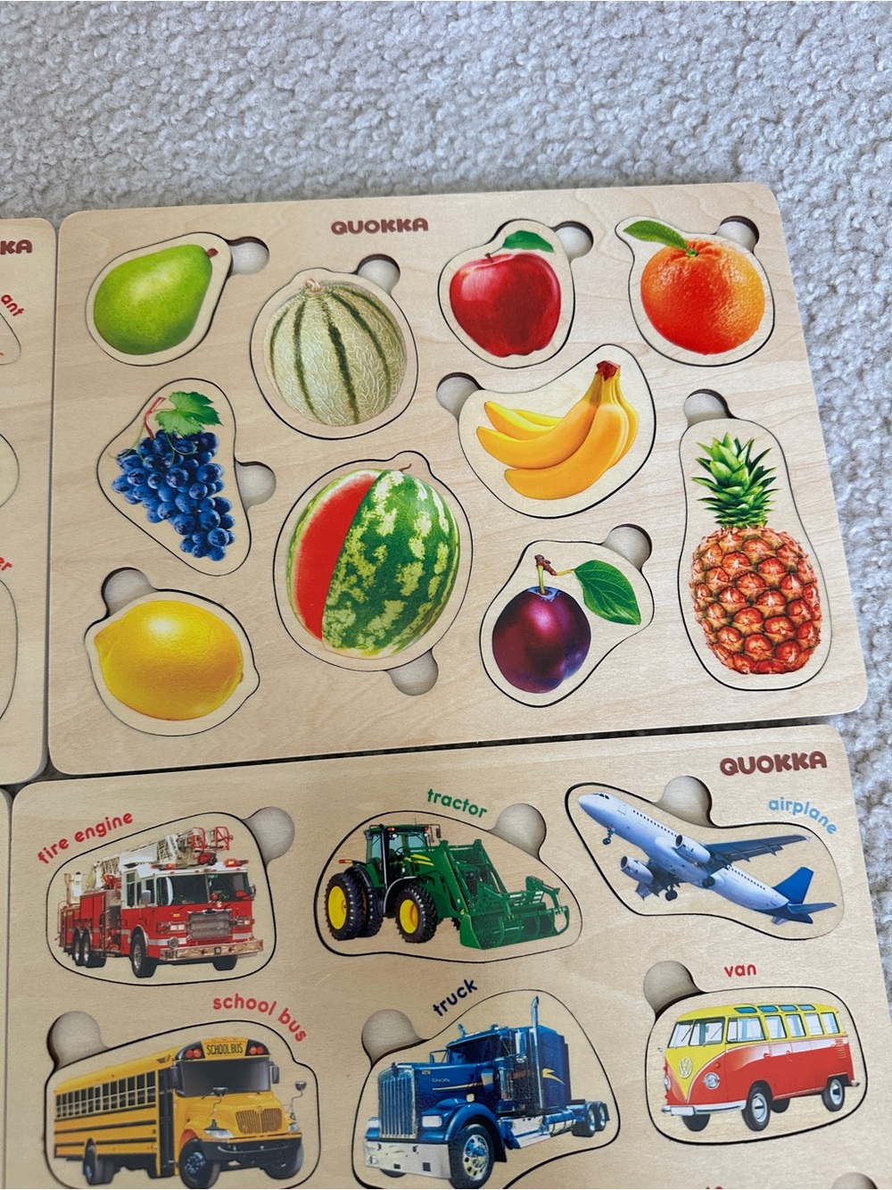 Wooden Toddler Puzzle Set – Animals, Fruits, Vehicles & More | Montessori Learni - Picture 4 of 10